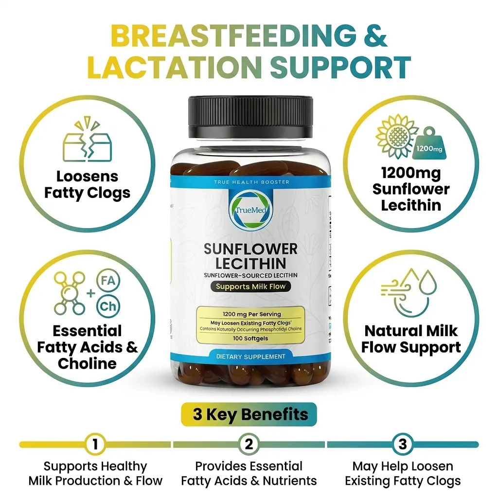 TrueMed Sunflower Lecithin Mother’s Milkflow Support – 100 Softgels, 1200 mg Per Serving